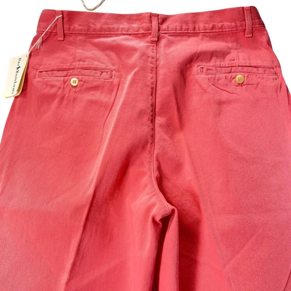 NWT Vtg Polo Ralph Lauren Mens Pleated Jeans 32x36 Retro Coral Pink Cotton USA - Picture 5 of 14